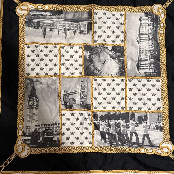 "Art of the Scarf" square scarf made for Tie Rack, featuring a London-themed - Picture 2 of 3